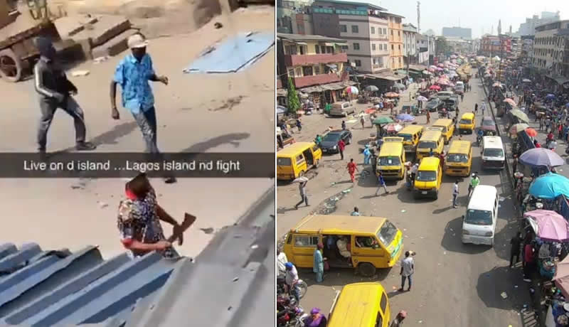 fierce gun battle in idumota as hoodlums clash streets markets deserted video