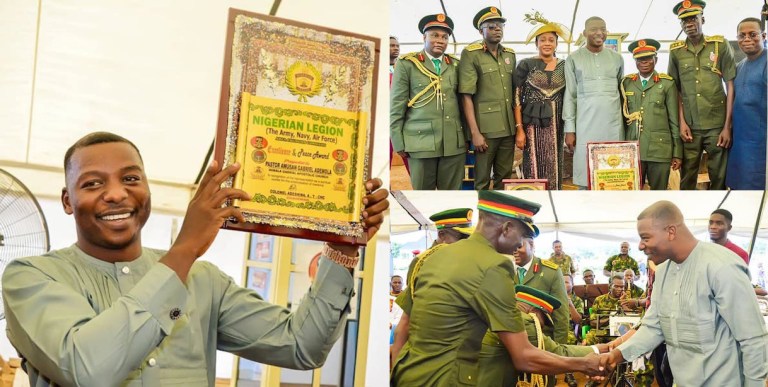 the nigeria legion army navy airforce honored pastor gabriel with the award of 22excellence and peace